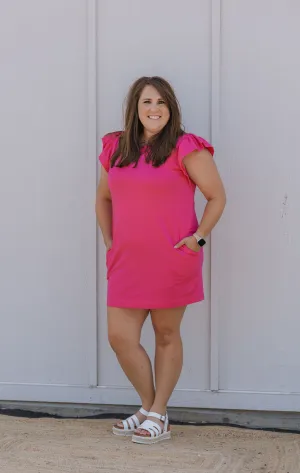 ELIZABETH RUFFLE SLEEVE SHORT DRESS 2 COLOR OPTIONS