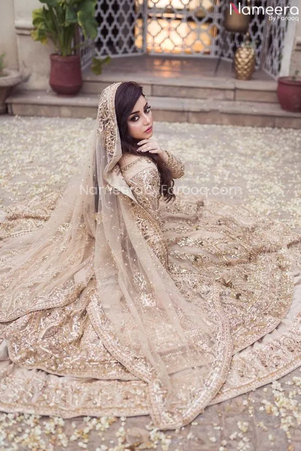 Embellished Bridal Ivory and Gold Wedding Dress #BN1019