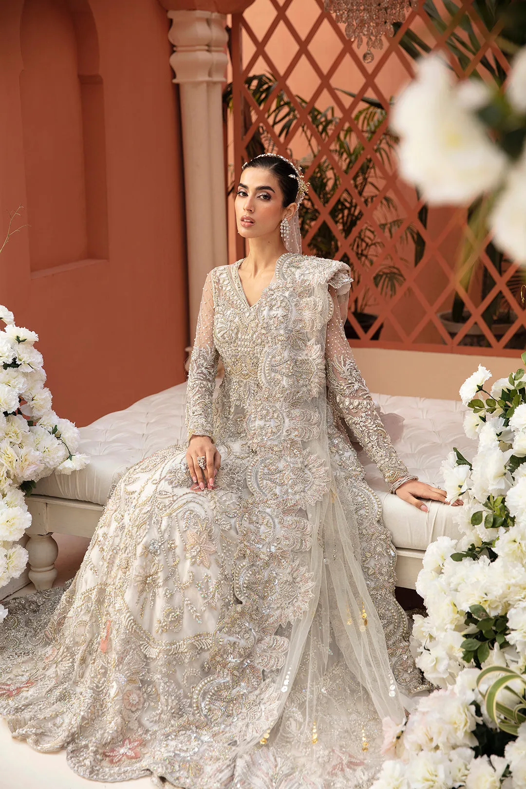 Embellished Gown and Dupatta Pakistani Bridal Dress