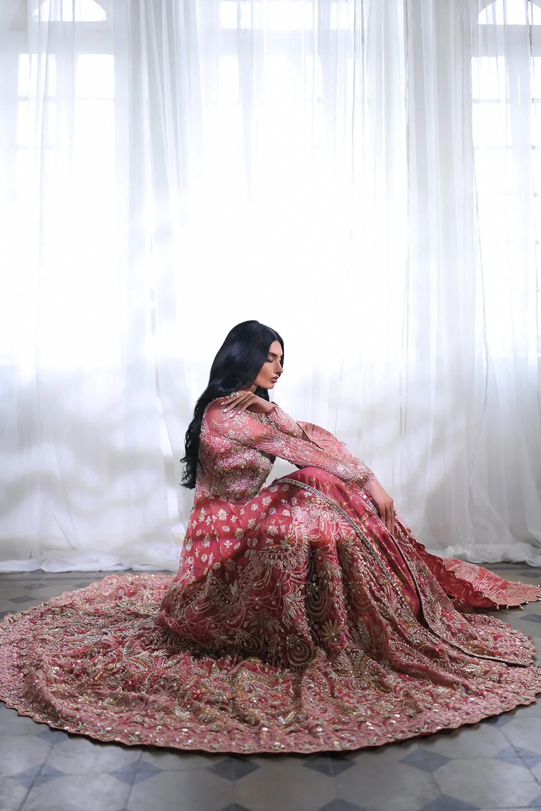 Embellished Gown Lehenga Dupatta Pakistani Bridal Dress