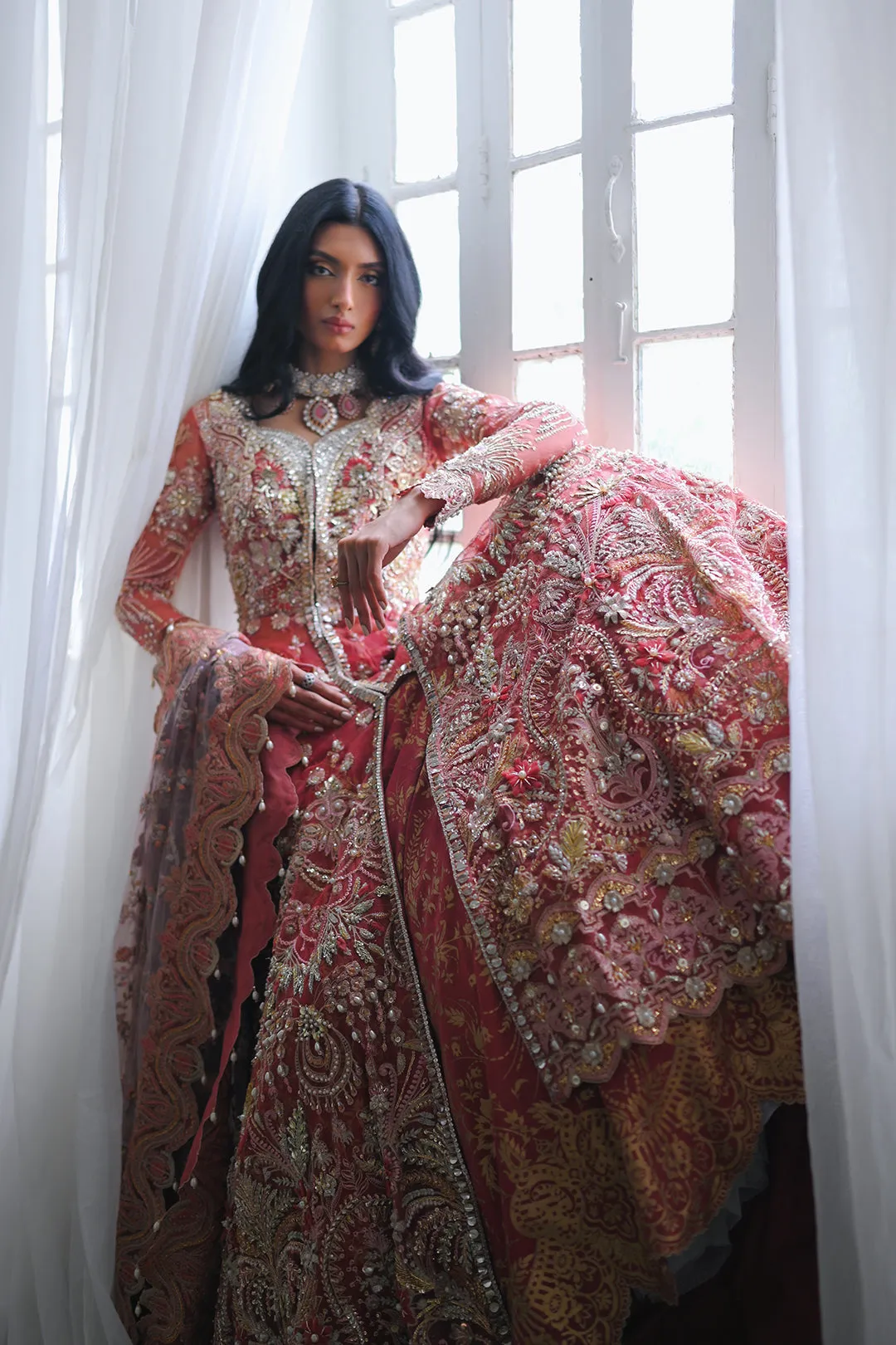 Embellished Gown Lehenga Dupatta Pakistani Bridal Dress