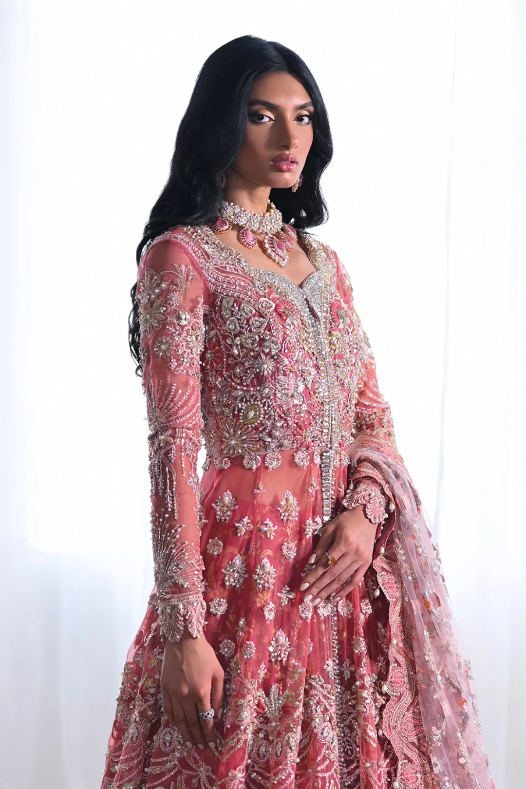 Embellished Gown Lehenga Dupatta Pakistani Bridal Dress