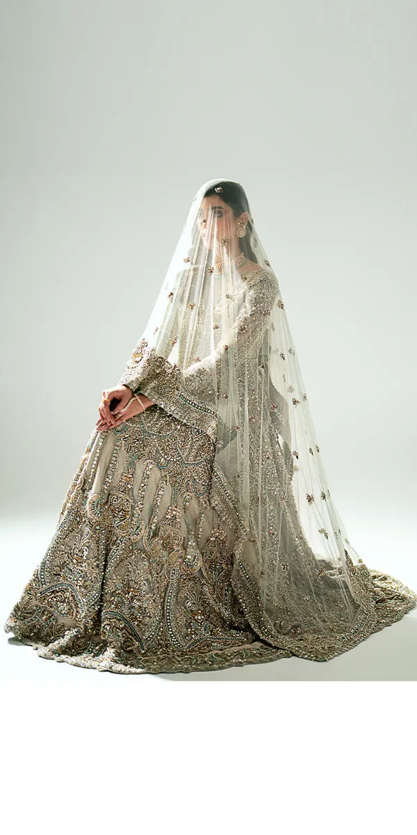 Embellished Lehenga Gown Style Pakistani Bridal Dress