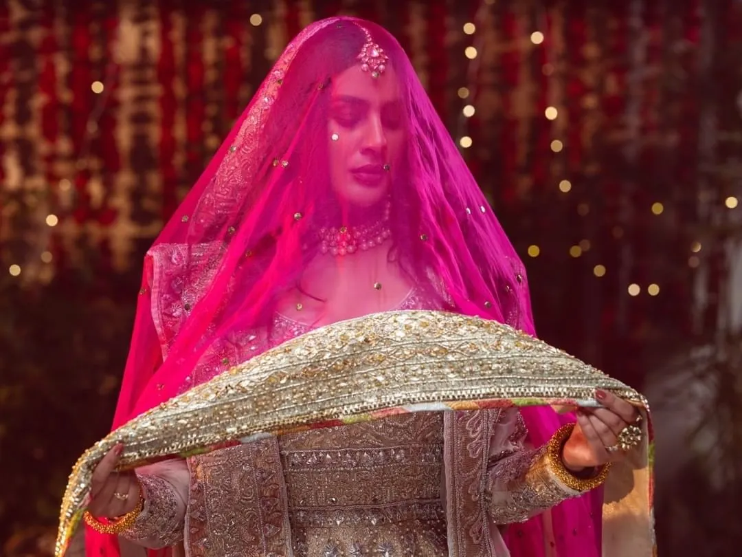 Embellished Pakistani Bridal Lehenga and Pishwas Dress