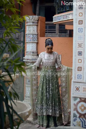 Embellished Pakistani Bridal Lehenga Gown Dress #BS553