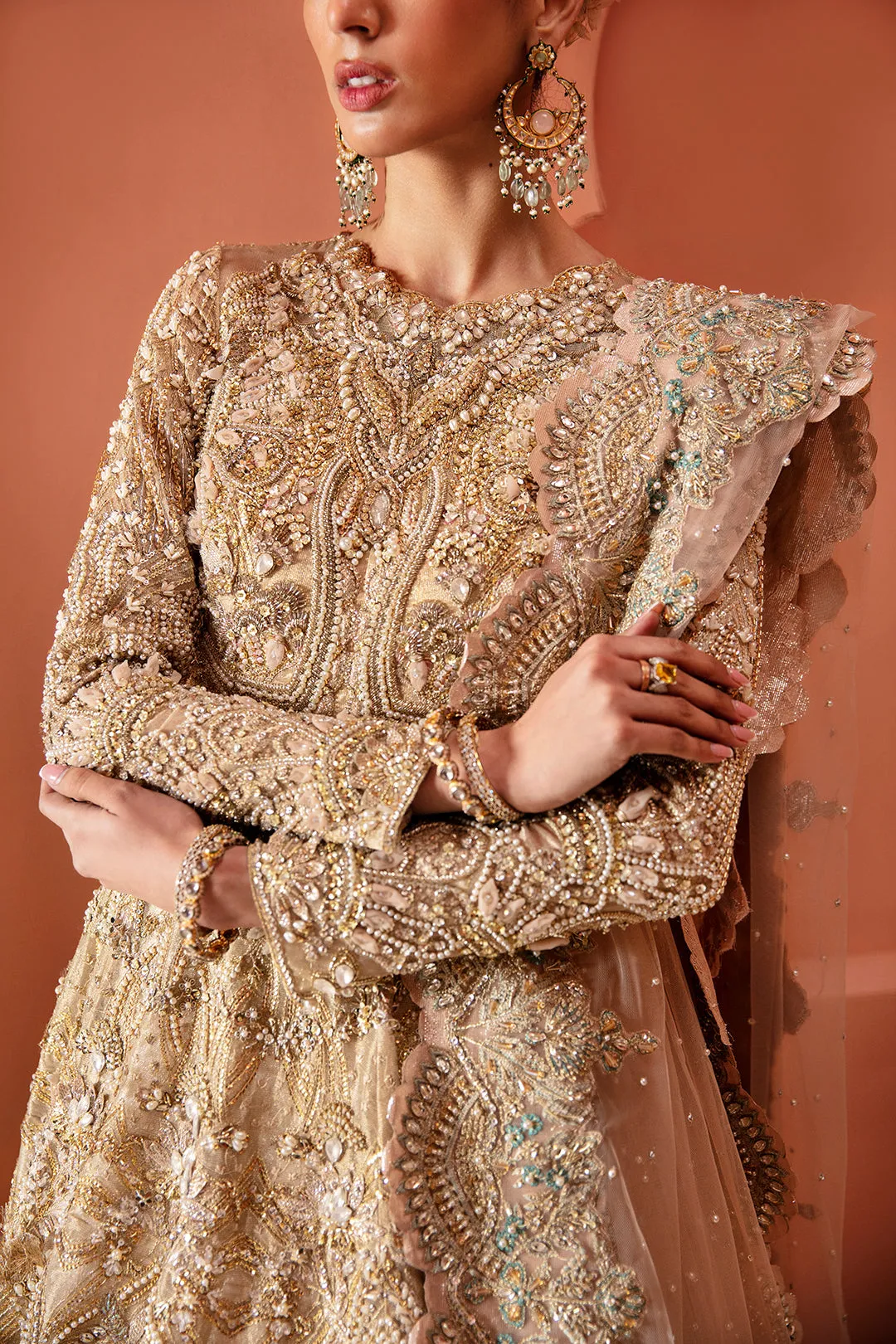 Embellished Pakistani Bridal Outfit in Royal Gown Style