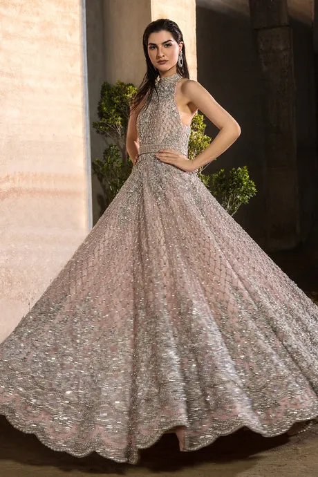 Embellished Pink Bridal Dress Pakistani in Gown Style