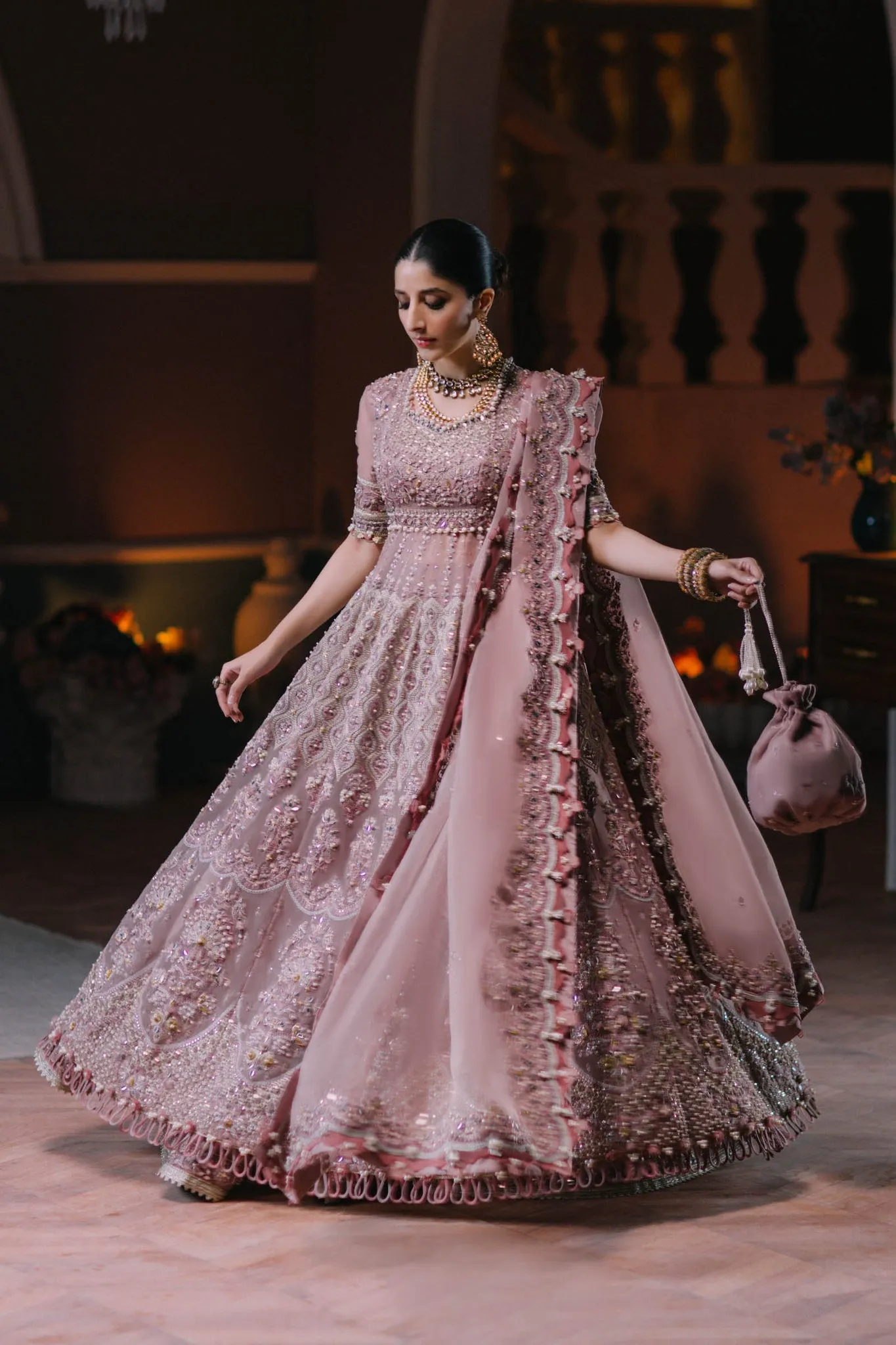 Embellished Pishwas and Lehenga Pakistani Wedding Dress