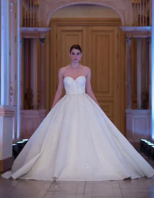 Embellished Princess Ball Gown Off-White Wedding Dress