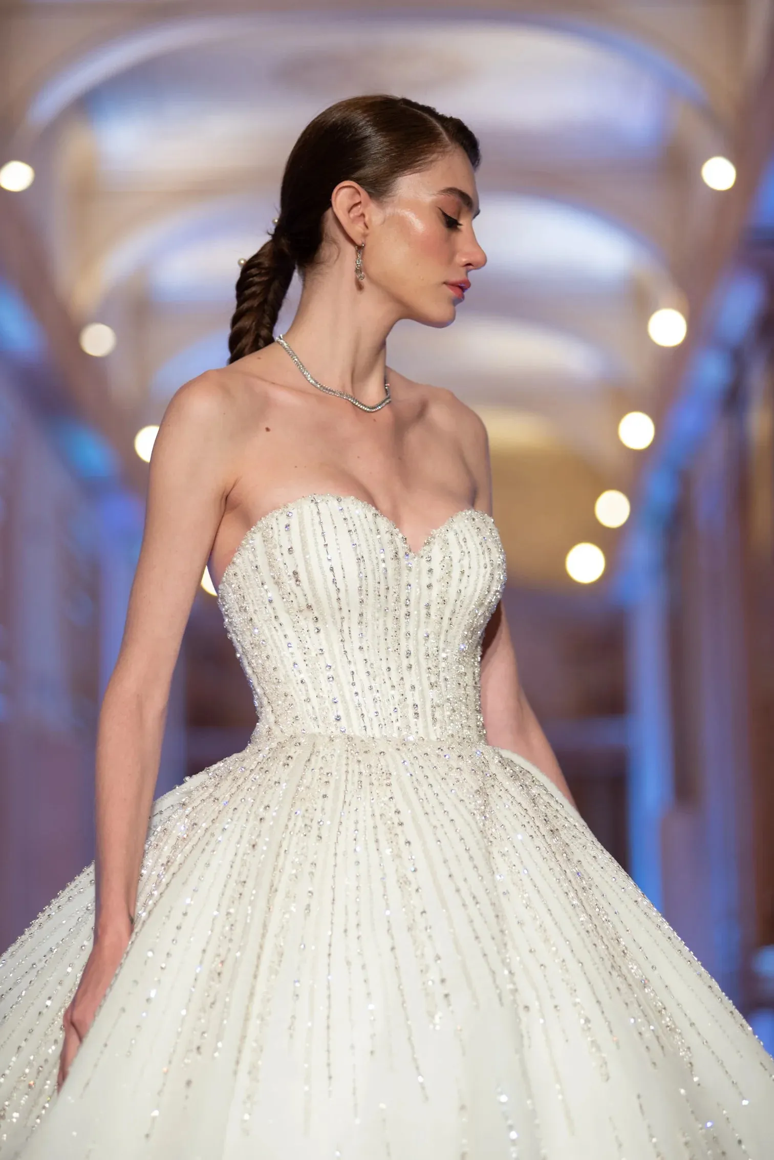 Embellished Princess Ball Gown Off-White Wedding Dress