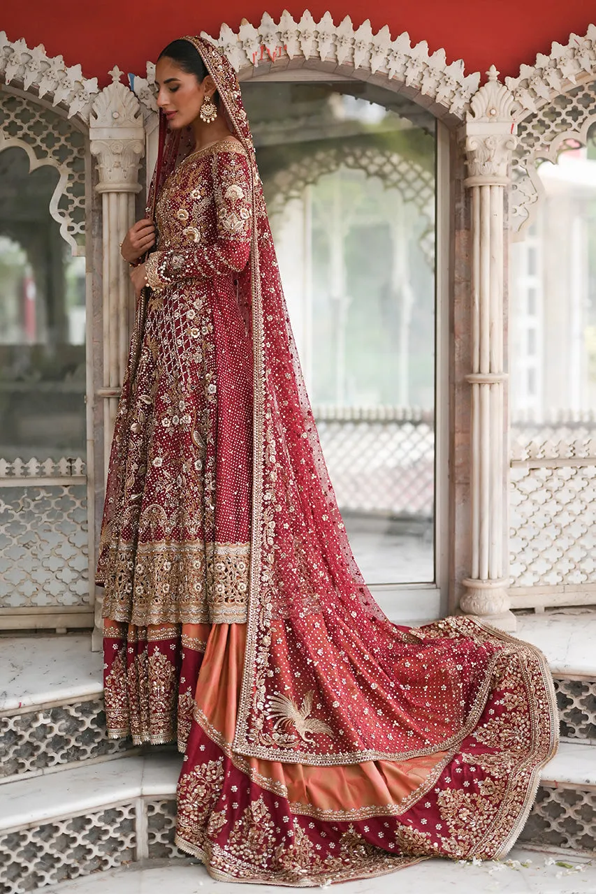 Embellished Red Frock Lehenga for Indian Bridal Wear