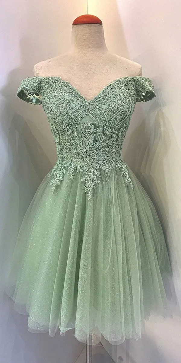 Eureka 9833 Short A-Line Off Shoulder Glitter Mesh Dress
