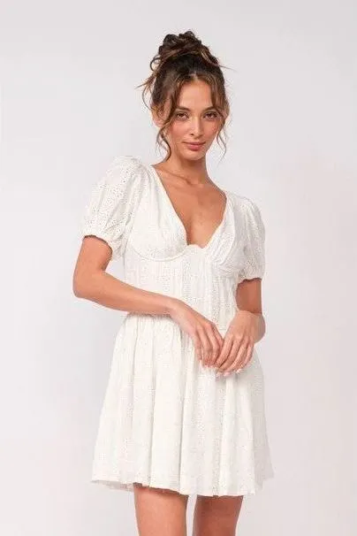 Eyelet Short Sleeve Dress