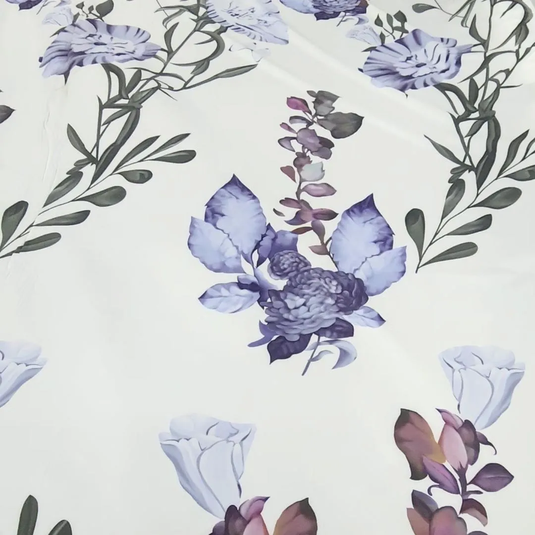 Fabiana Stretch Fabric 150cm White/Lilac