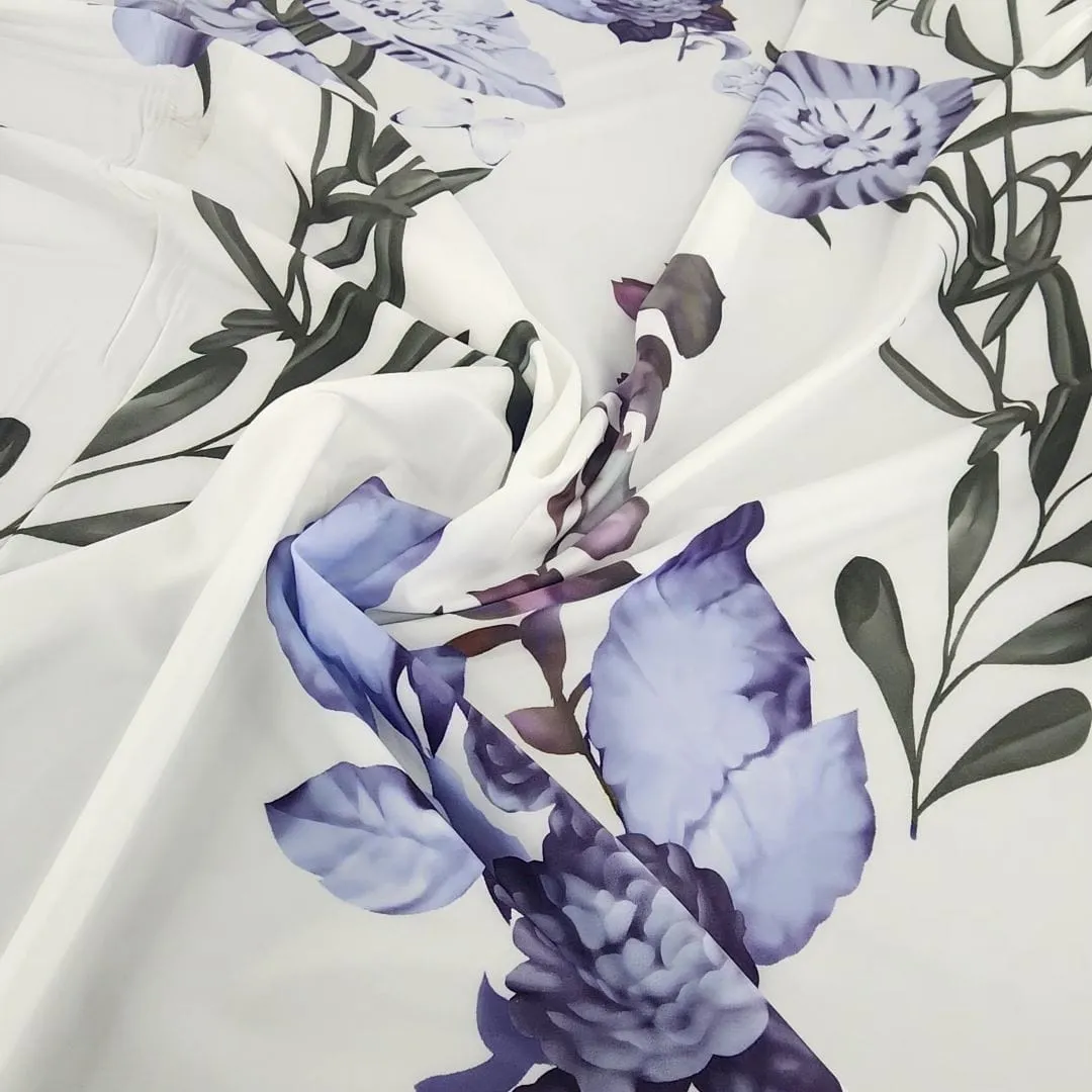 Fabiana Stretch Fabric 150cm White/Lilac