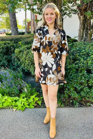 Fall Floral Print Dress