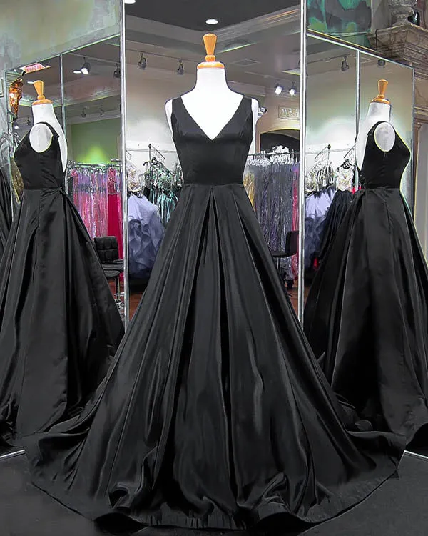 Fashion 2018 Green Satin Prom Dresses V-Neckline 2018 New Long Prom Gowns Evening Dress