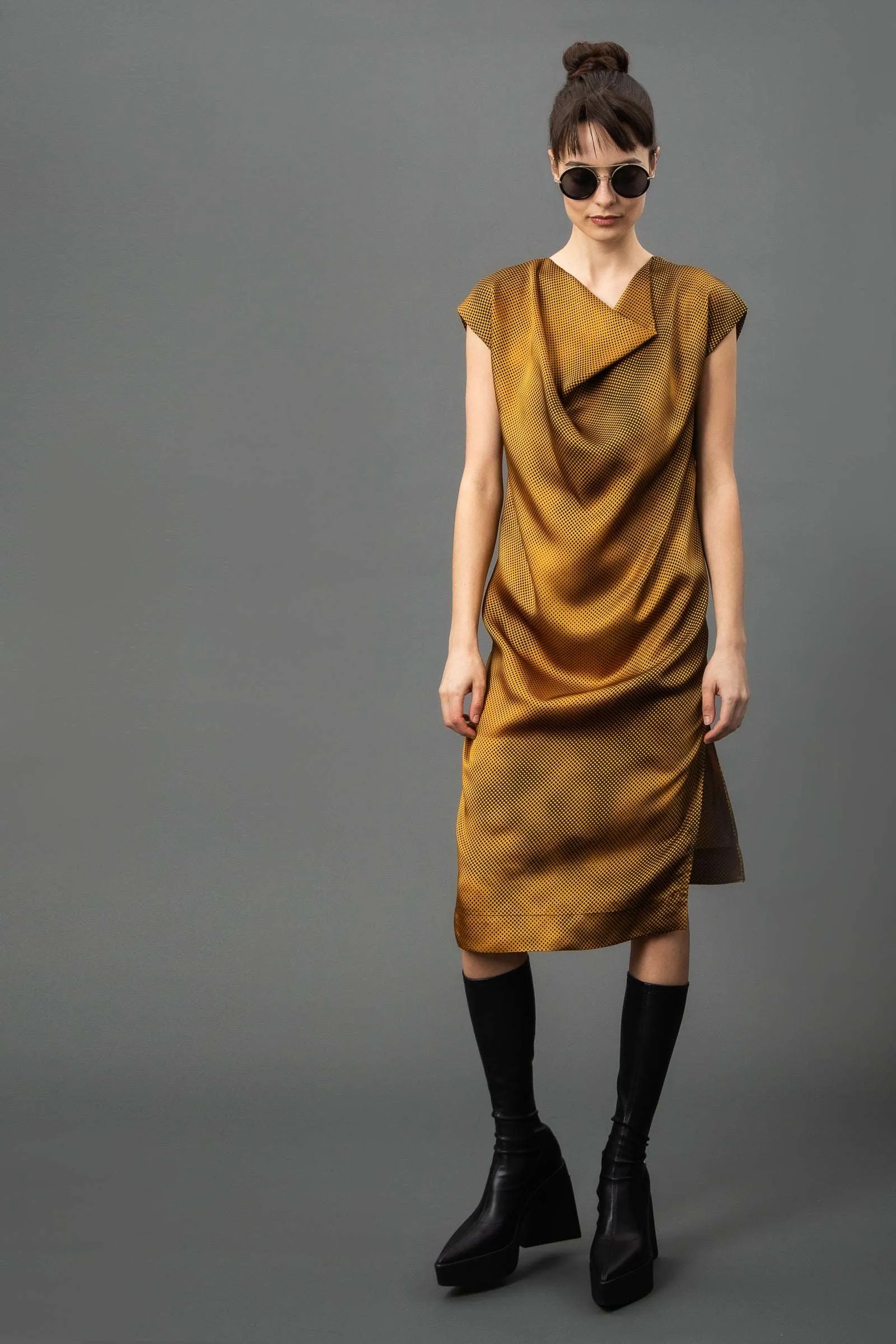 Fatima Dress Marigold Polka Dot