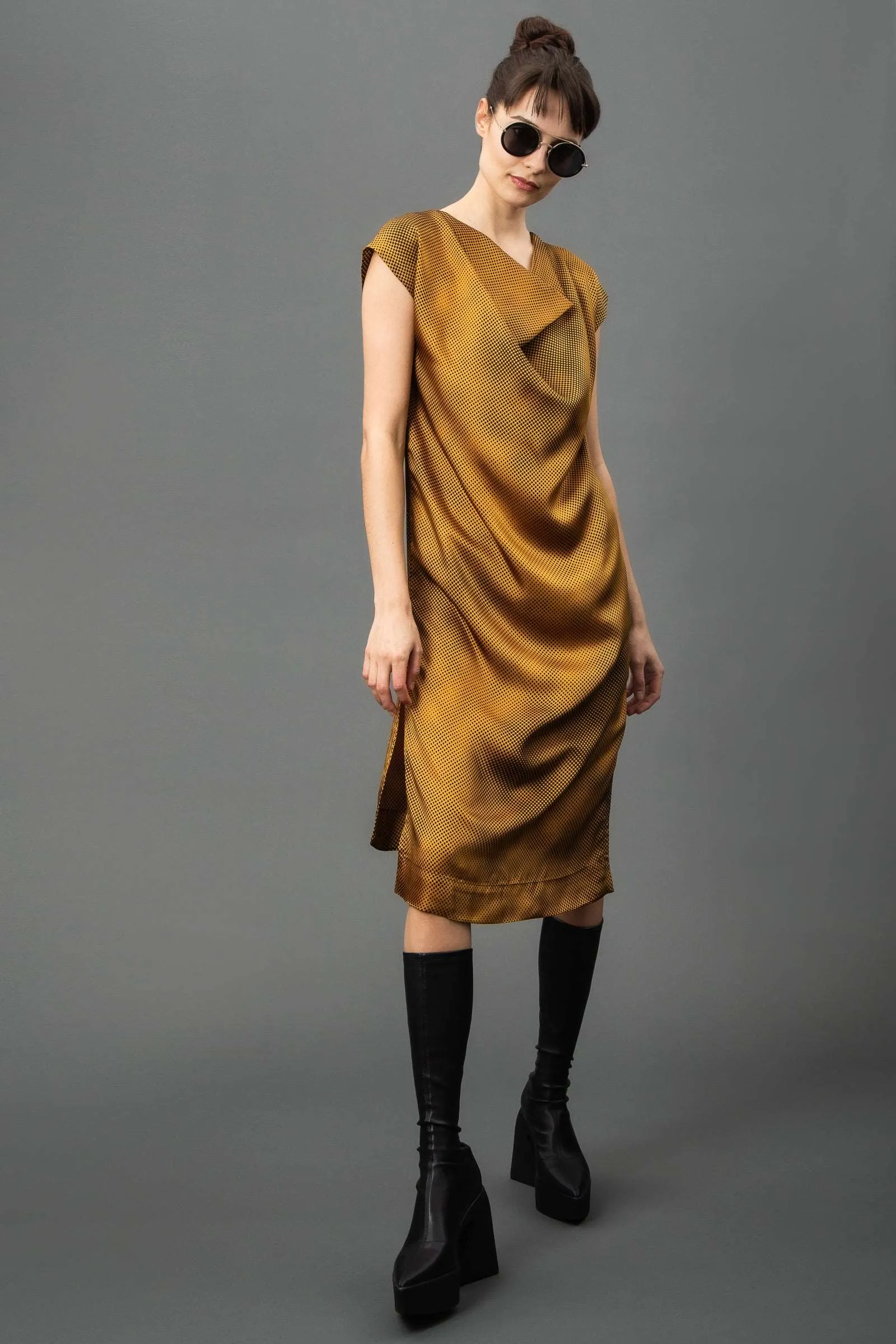 Fatima Dress Marigold Polka Dot
