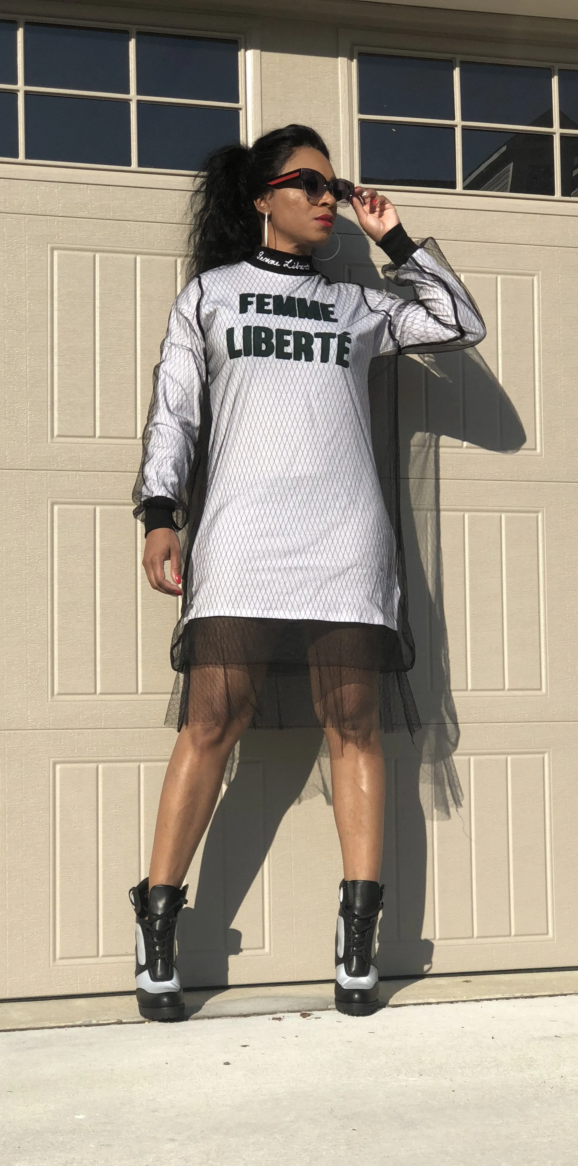 Femme Liberté Mesh High Neck Dress