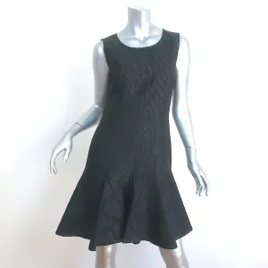 Fendi Flared Hem Dress Black Leopard Silk Jacquard Size 42