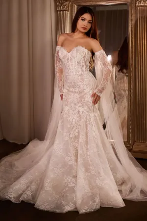 Fitted Lace Mermaid Gown With Sleeves