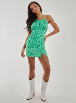 Floral Ditsy High Neck Mini Dress
