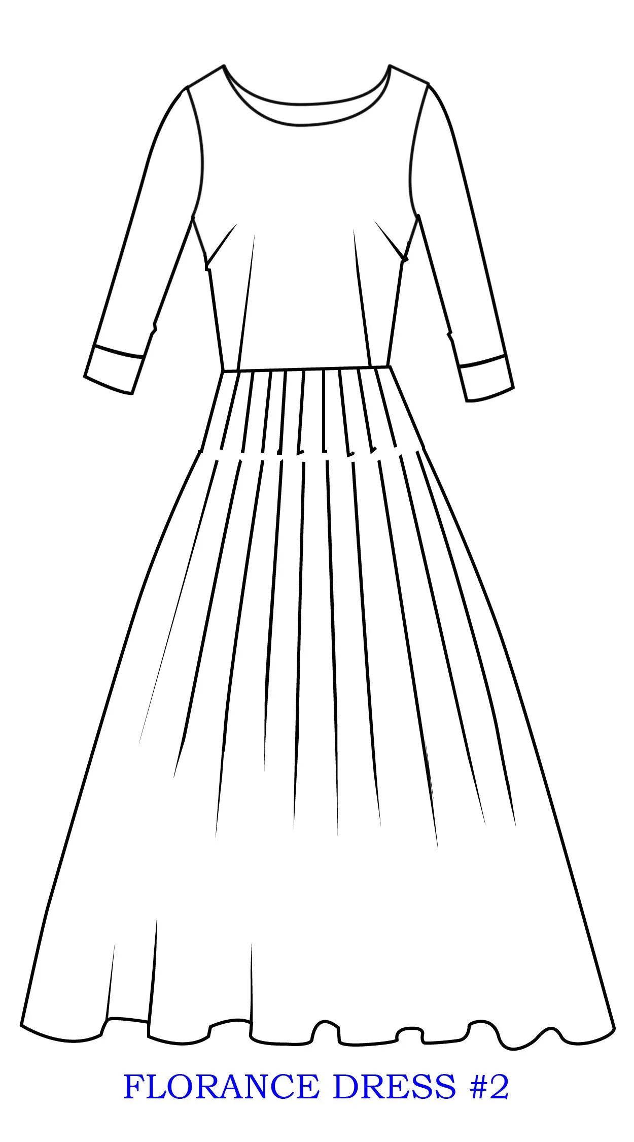Florance Dress #2 Boat Neck 3/4 Sleeve Long 3 Length Cotton Stretch (Horse Chain)