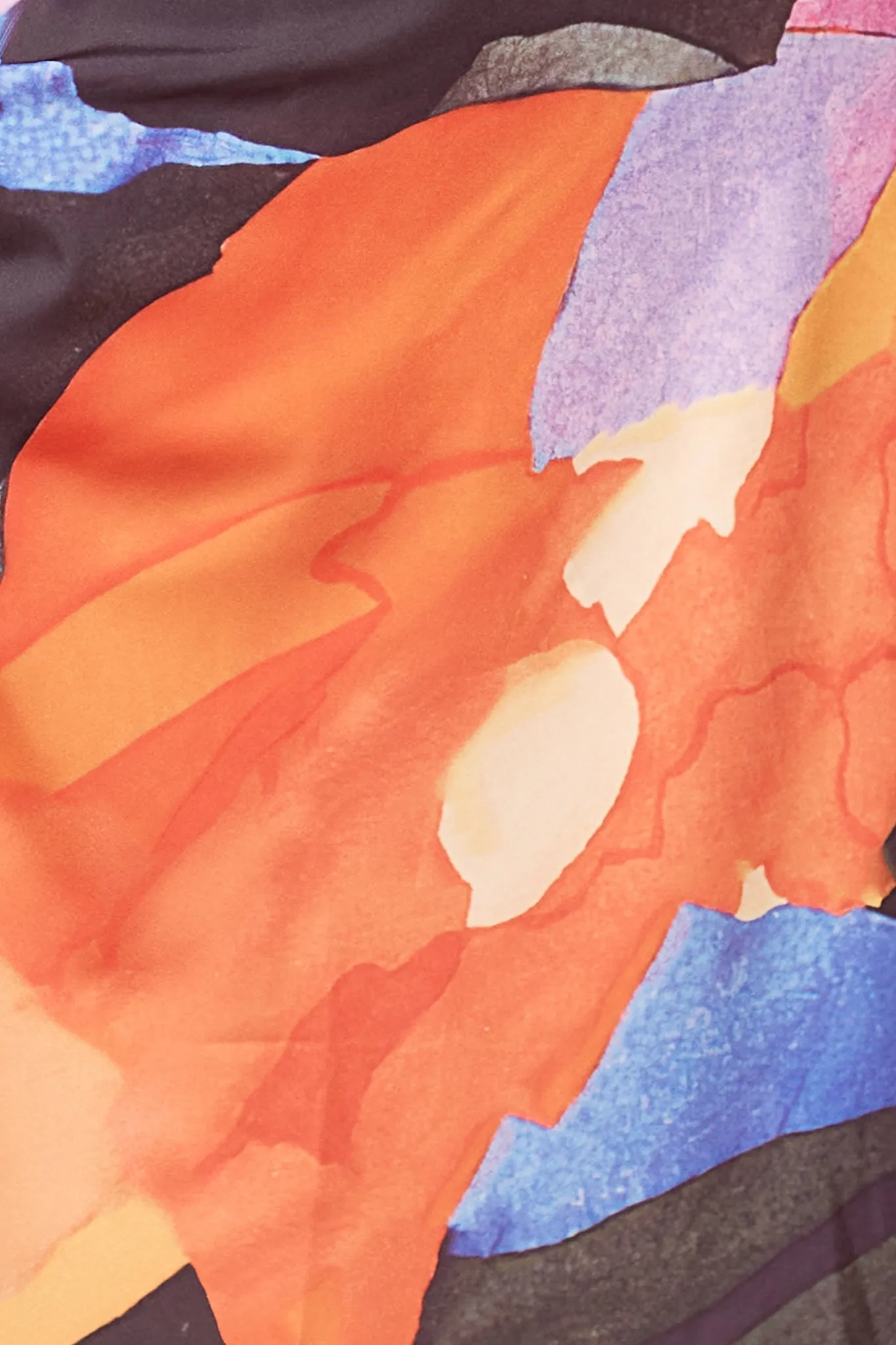 FLORIS COWL NECK MIDI DRESS - Orange Multi Print