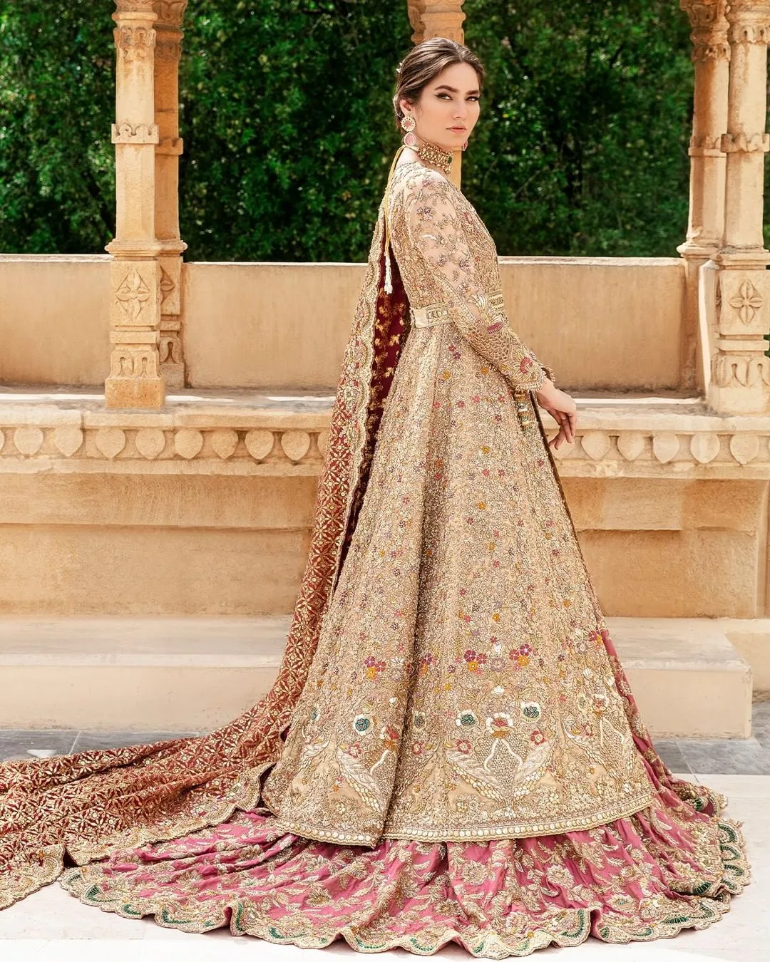 Front Open Gown Pakistani with Bridal Lehenga Dress
