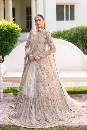Front Open Pakistani Bridal Gown with Lehenga Dress
