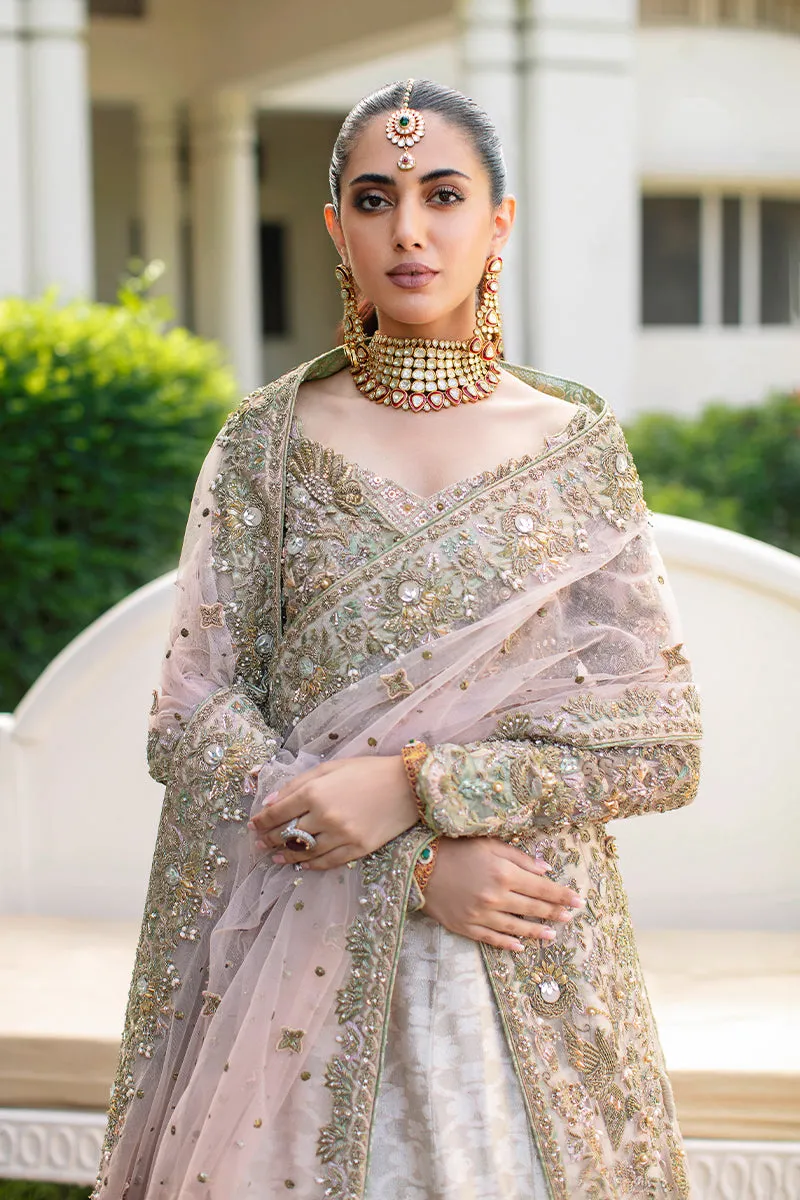 Front Open Pakistani Bridal Gown with Lehenga Dress