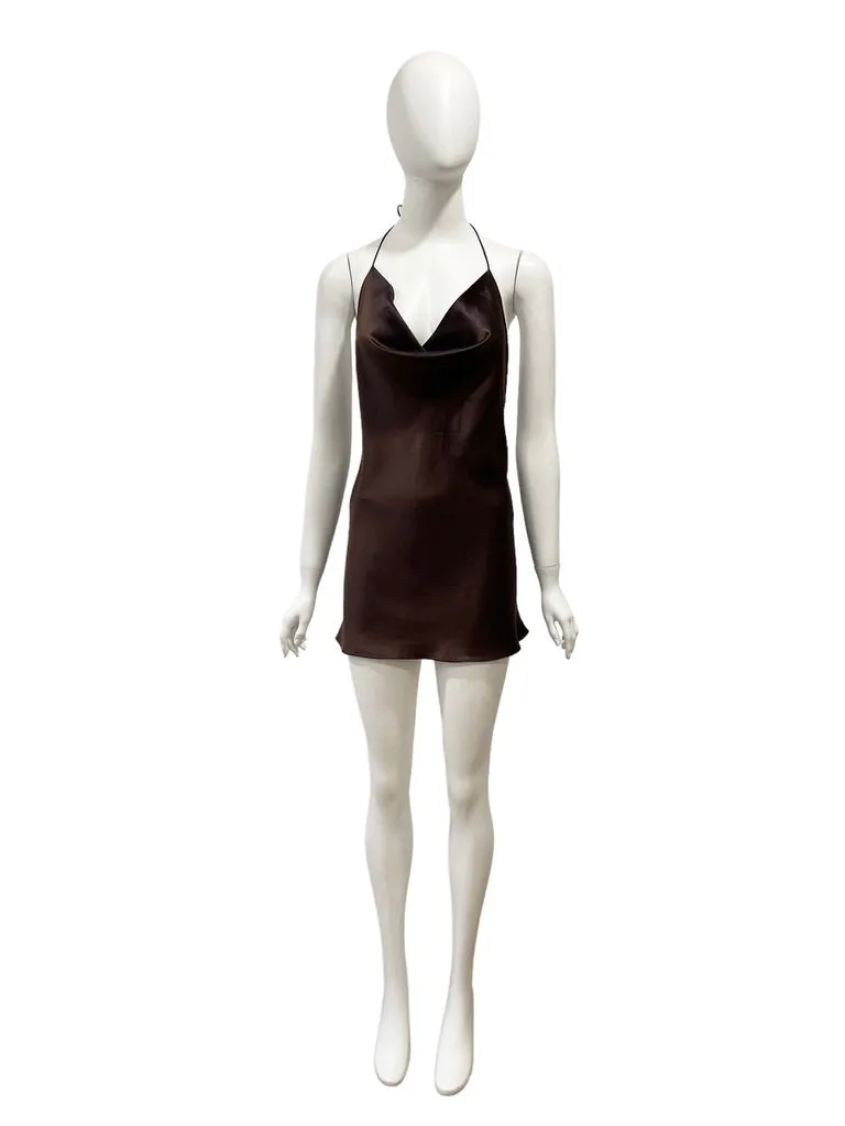 F/W 2002 Dolce & Gabbana Brown Satin Micro Mini Dress NWT