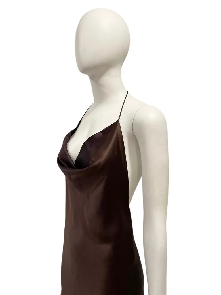 F/W 2002 Dolce & Gabbana Brown Satin Micro Mini Dress NWT