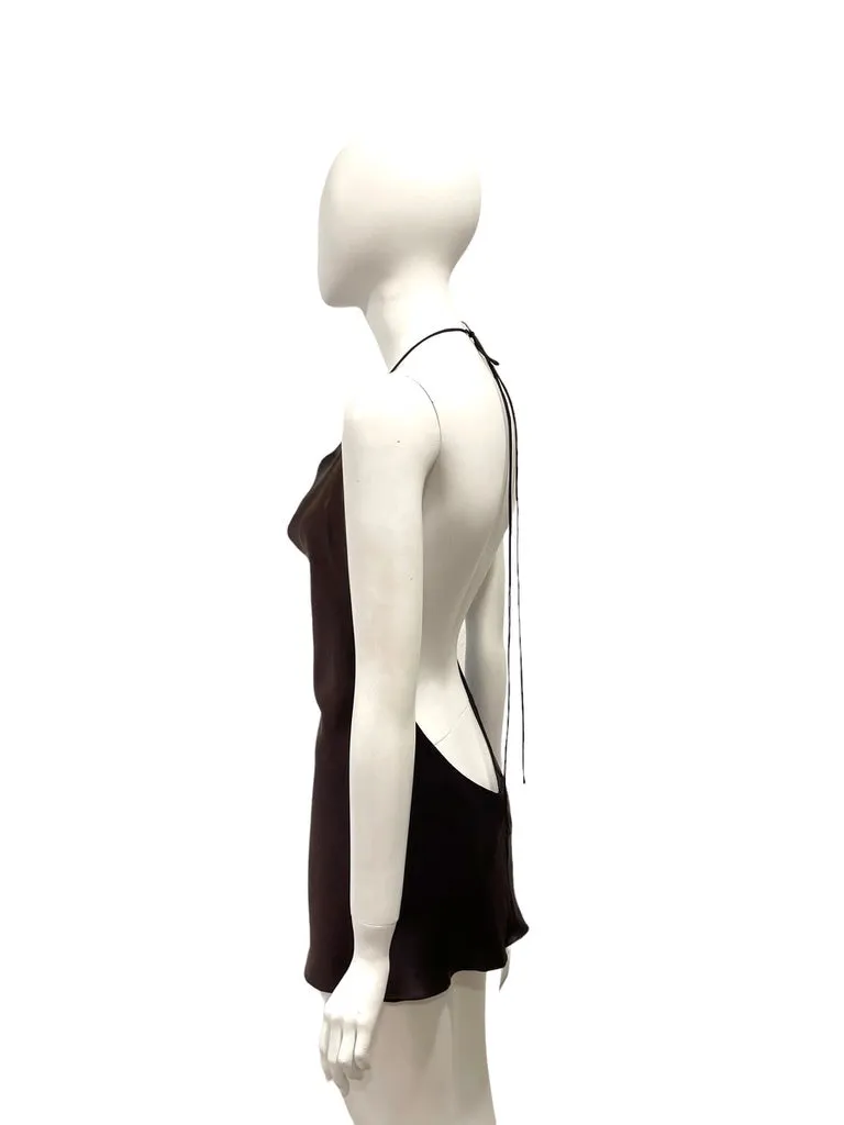 F/W 2002 Dolce & Gabbana Brown Satin Micro Mini Dress NWT