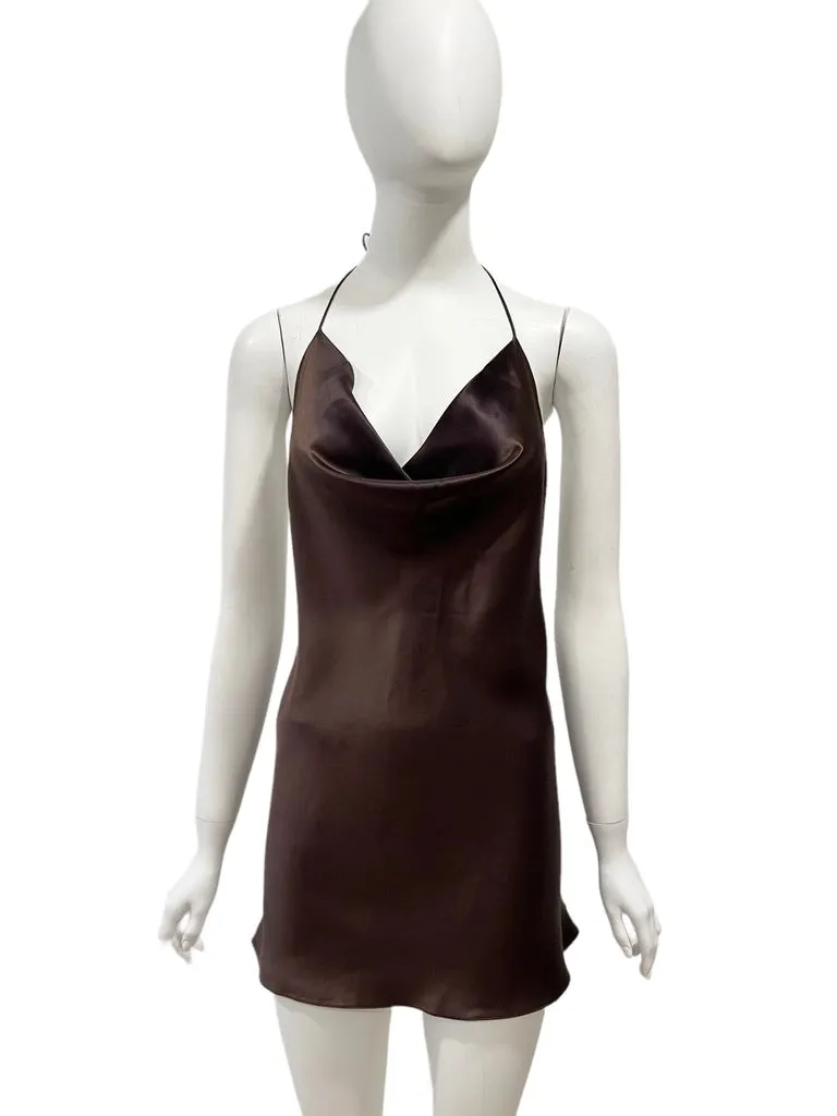 F/W 2002 Dolce & Gabbana Brown Satin Micro Mini Dress NWT