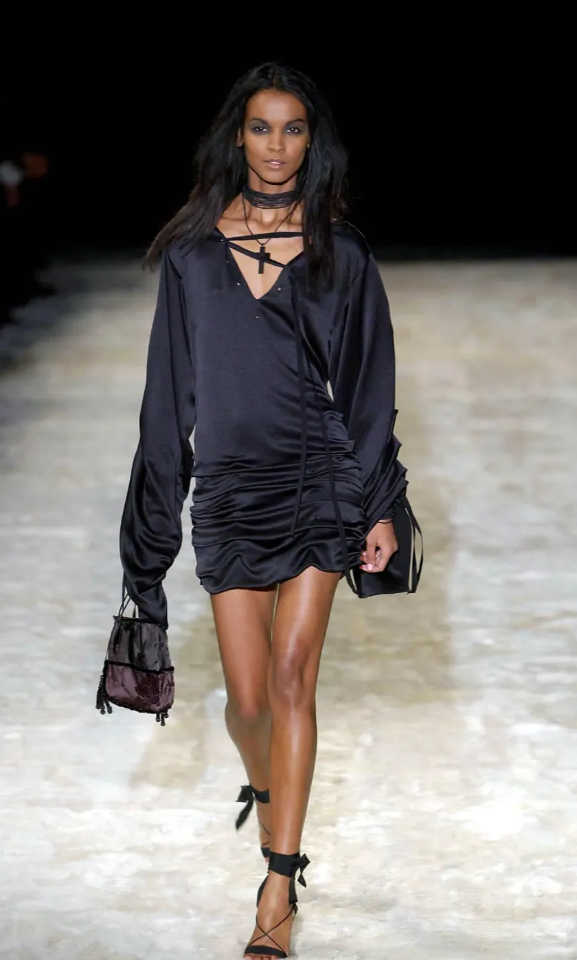 F/W 2002 GUCCI by Tom Ford Black Silk Lacing Mini Dress