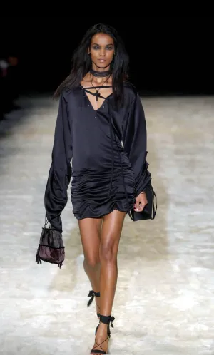 F/W 2002 GUCCI by Tom Ford Black Silk Lacing Mini Dress