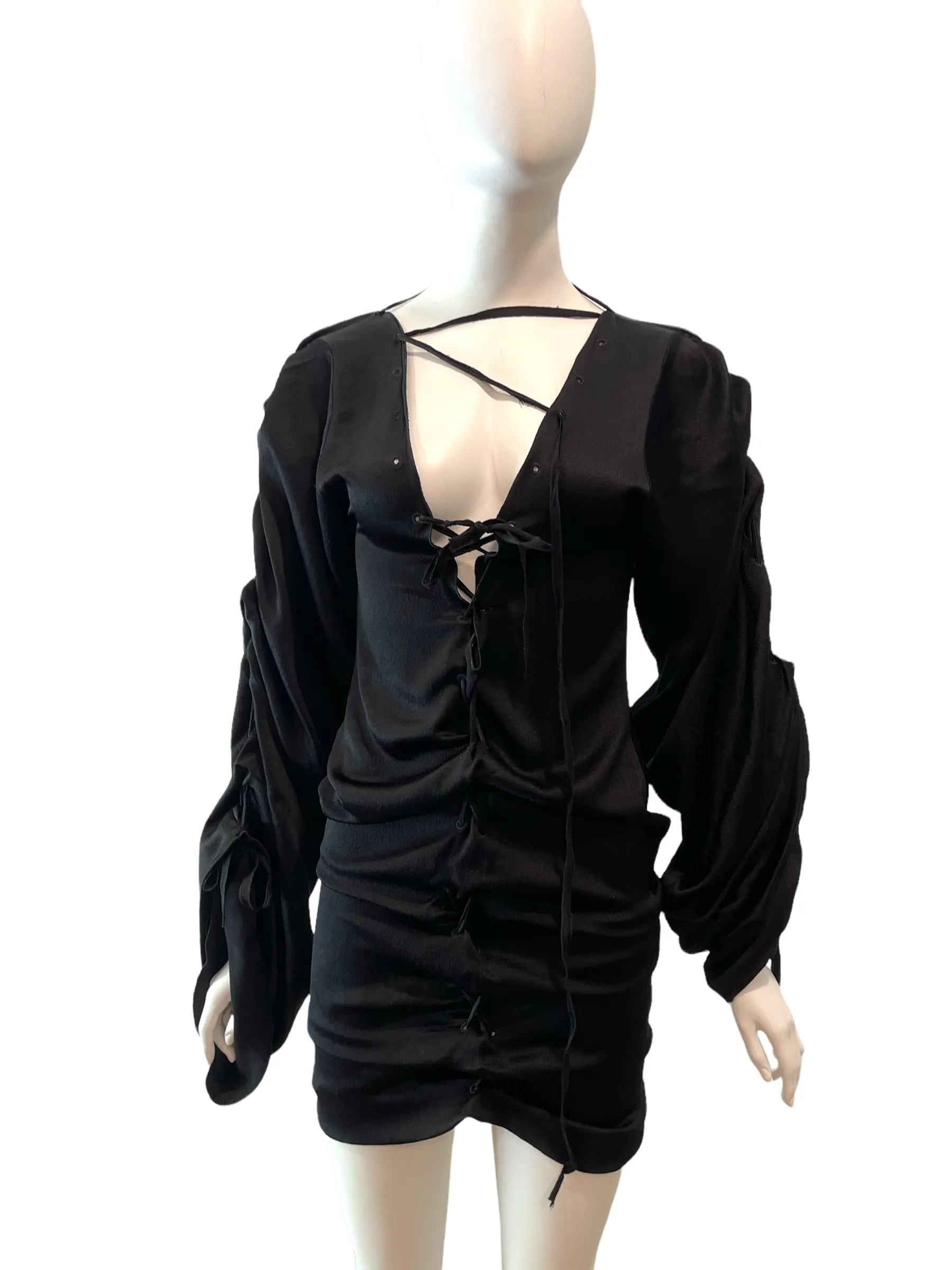F/W 2002 GUCCI by Tom Ford Black Silk Lacing Mini Dress