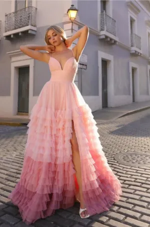 Georgina Blush Ombré Ruffled Dress