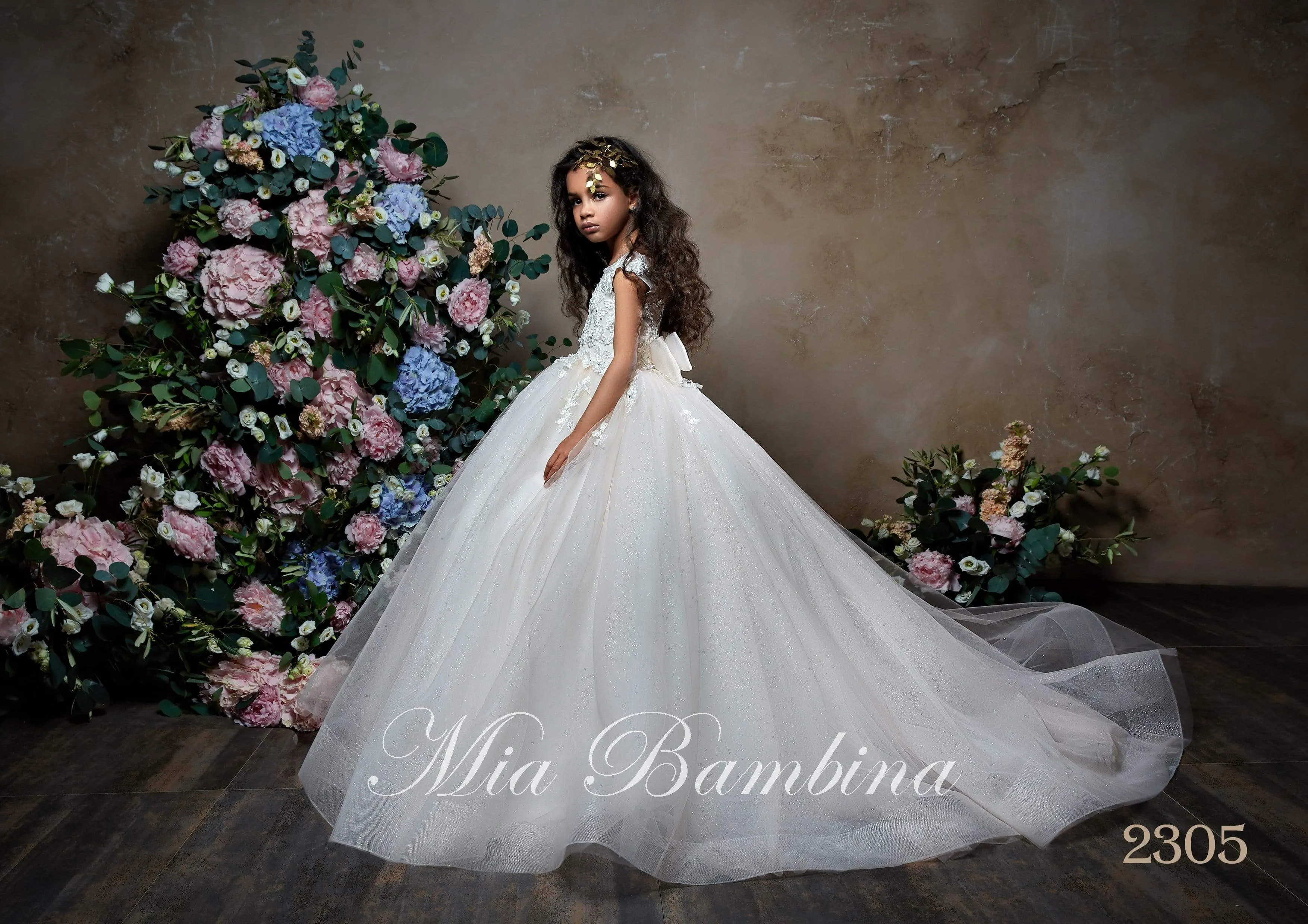 Gerbera Glitter Tulle Princess Flower Girl Dress