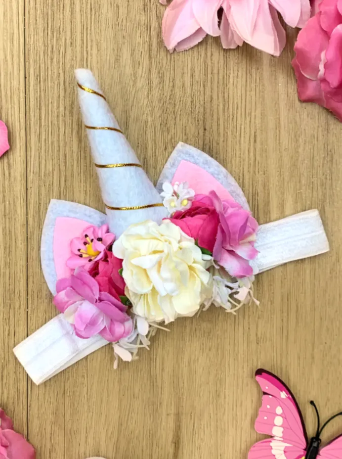 Girls Flower Unicorn Headband