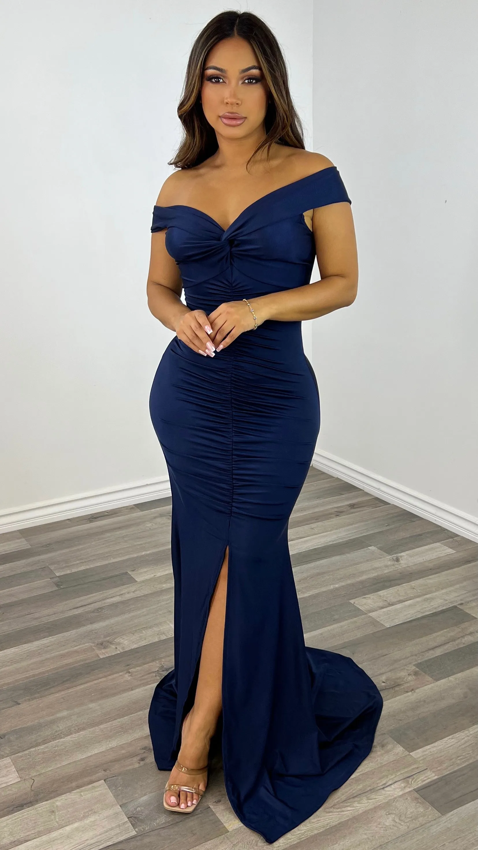 Glamour Gown-(Navy Blue)