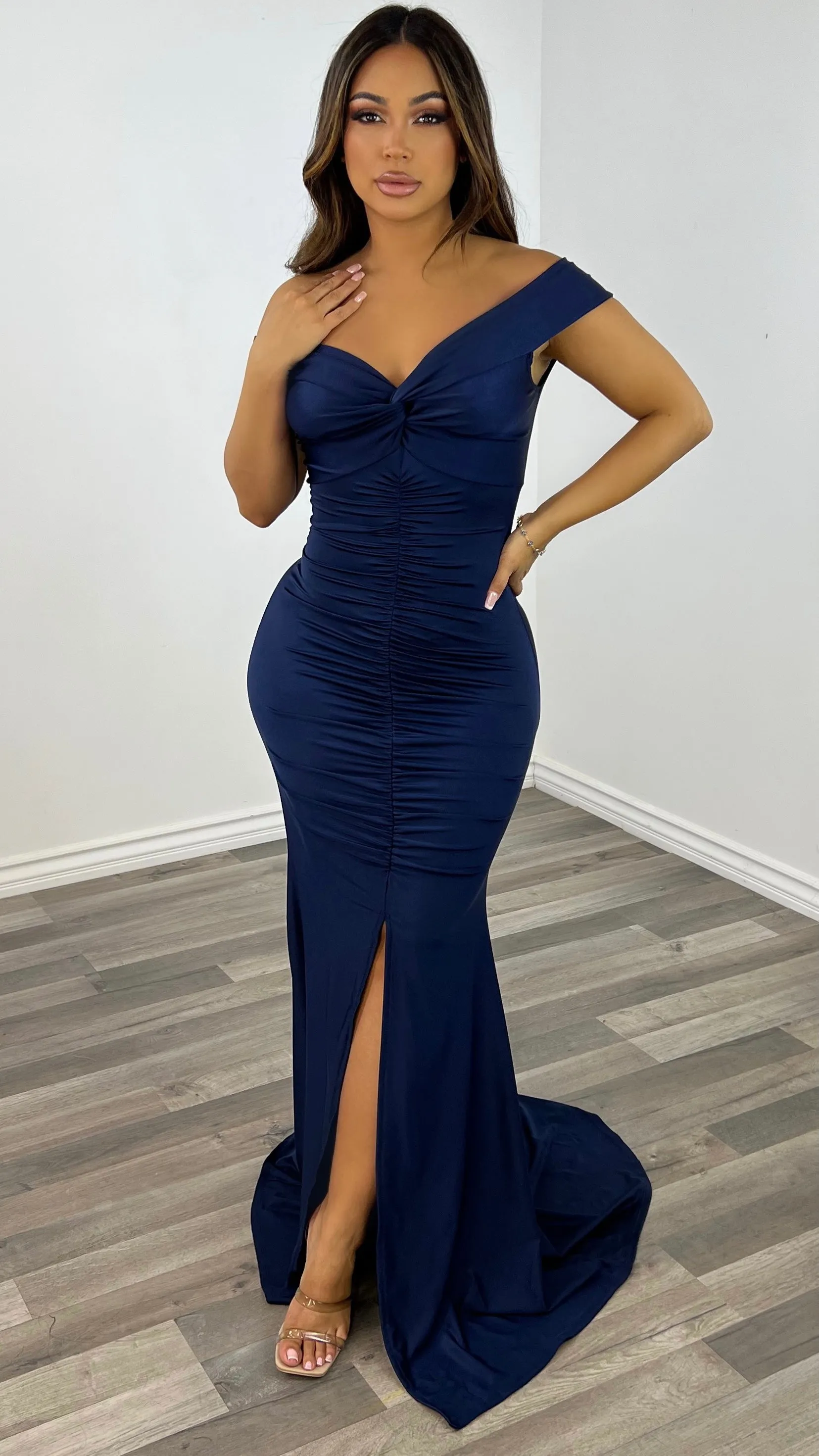 Glamour Gown-(Navy Blue)
