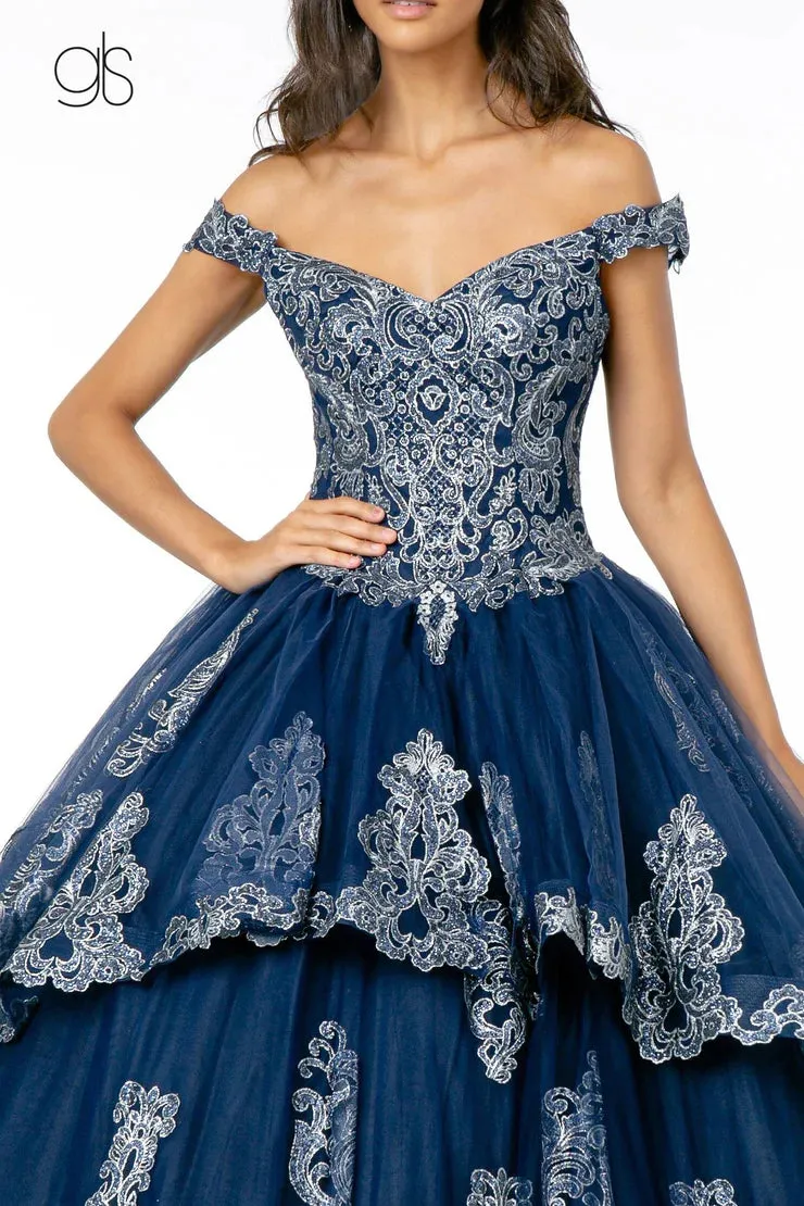 Glitter Embellished Bodice Layered Mesh Skirt Dress