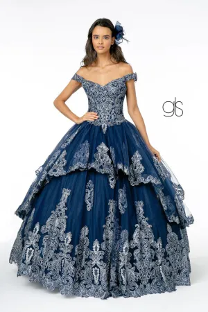 Glitter Embellished Bodice Layered Mesh Skirt Dress