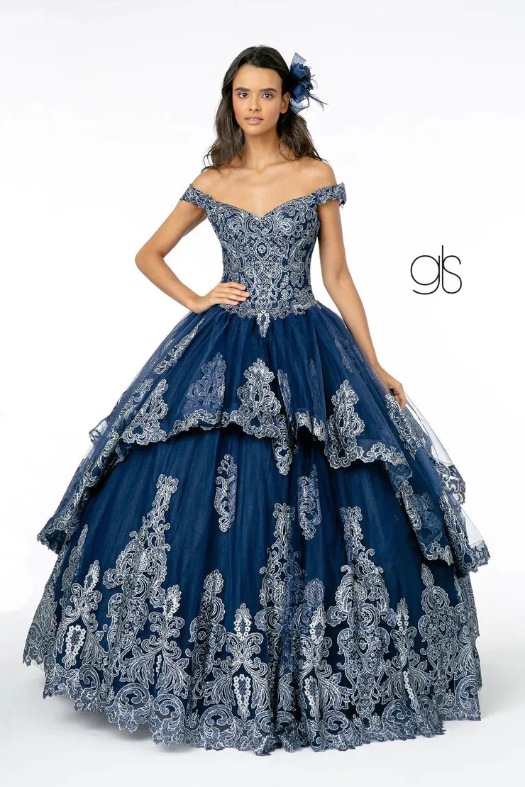 Glitter Embellished Bodice Layered Mesh Skirt Dress