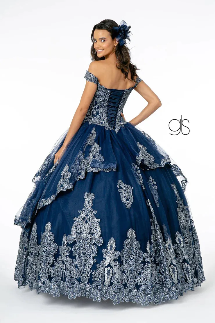 Glitter Embellished Bodice Layered Mesh Skirt Dress