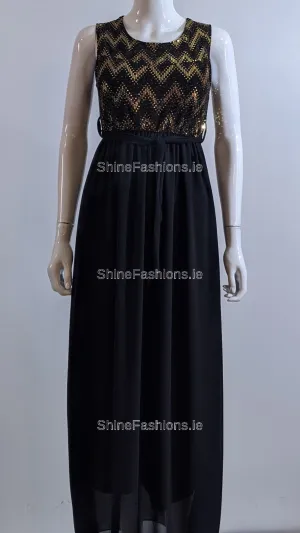 Gold Sparkle Glitter Long Dress