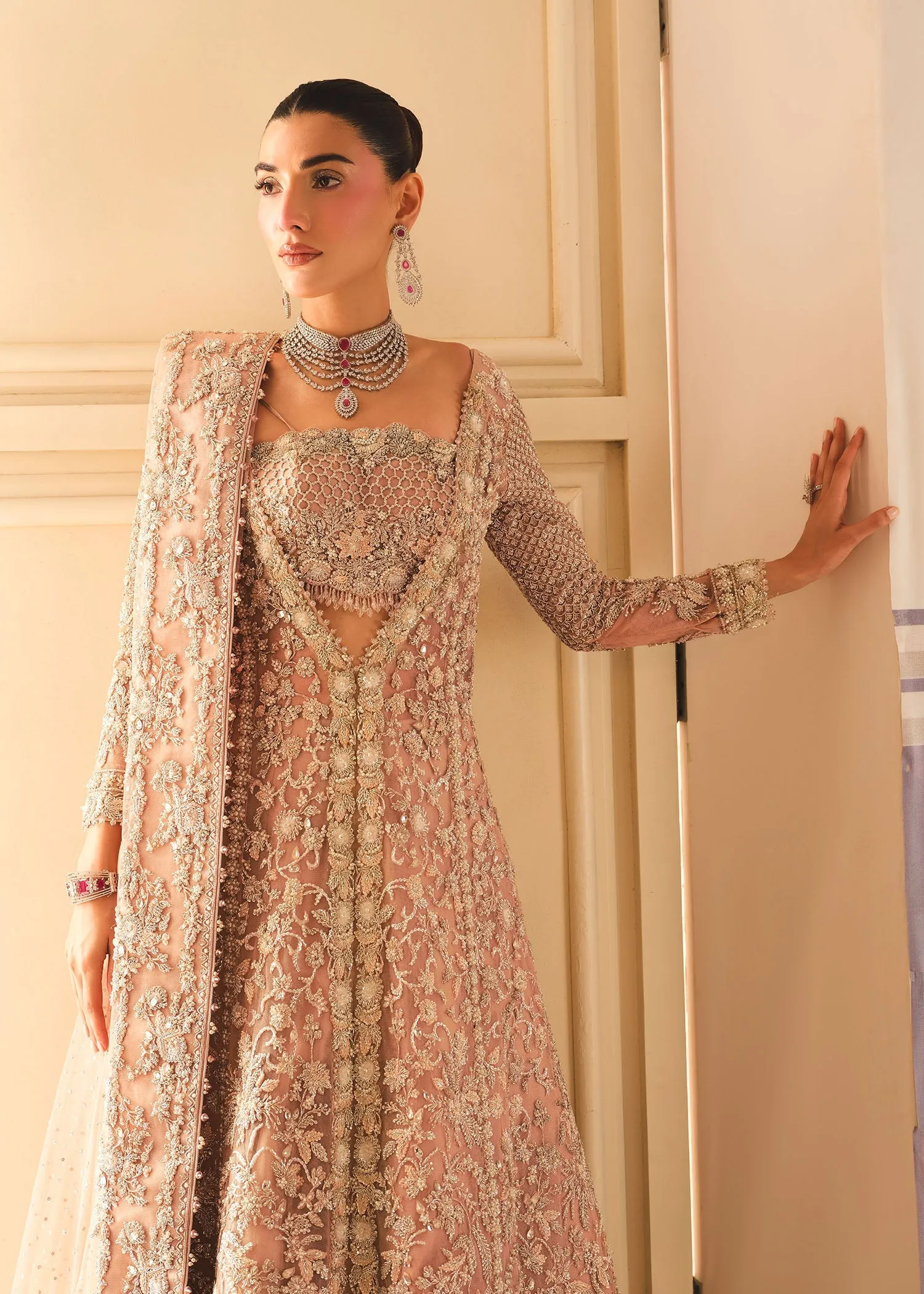 Gown Lehenga and Dupatta Style Pakistani Bridal Dress